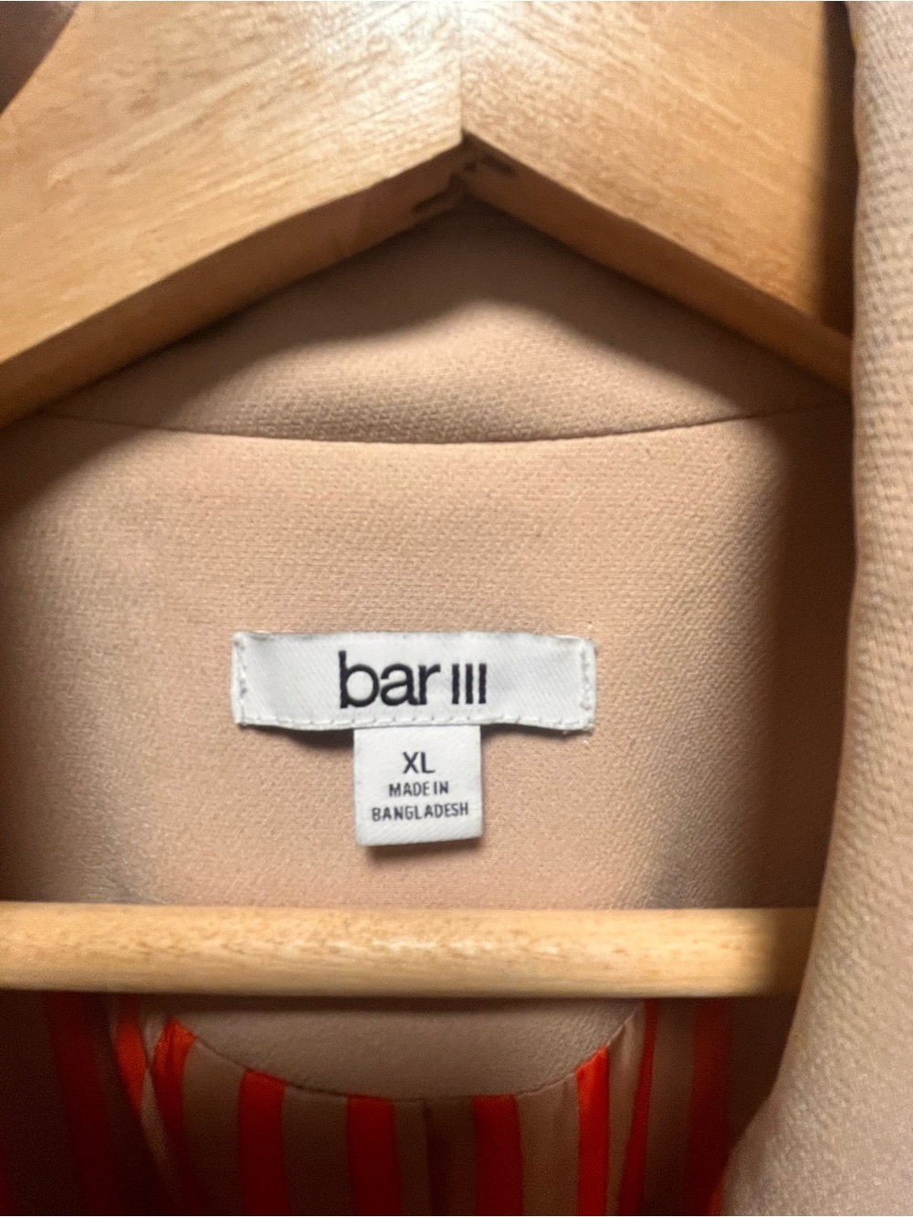 Bar III Beige Trench Coat with Orange Trim - Picture 5 of 7